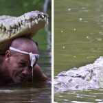 man befriends crocodile